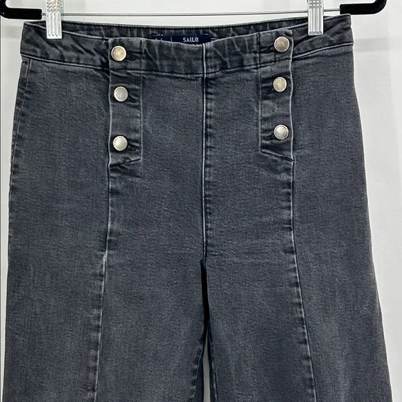 Boden Black Sailor Wide Leg Jeans Size 10 LONG - Picture 3 of 9